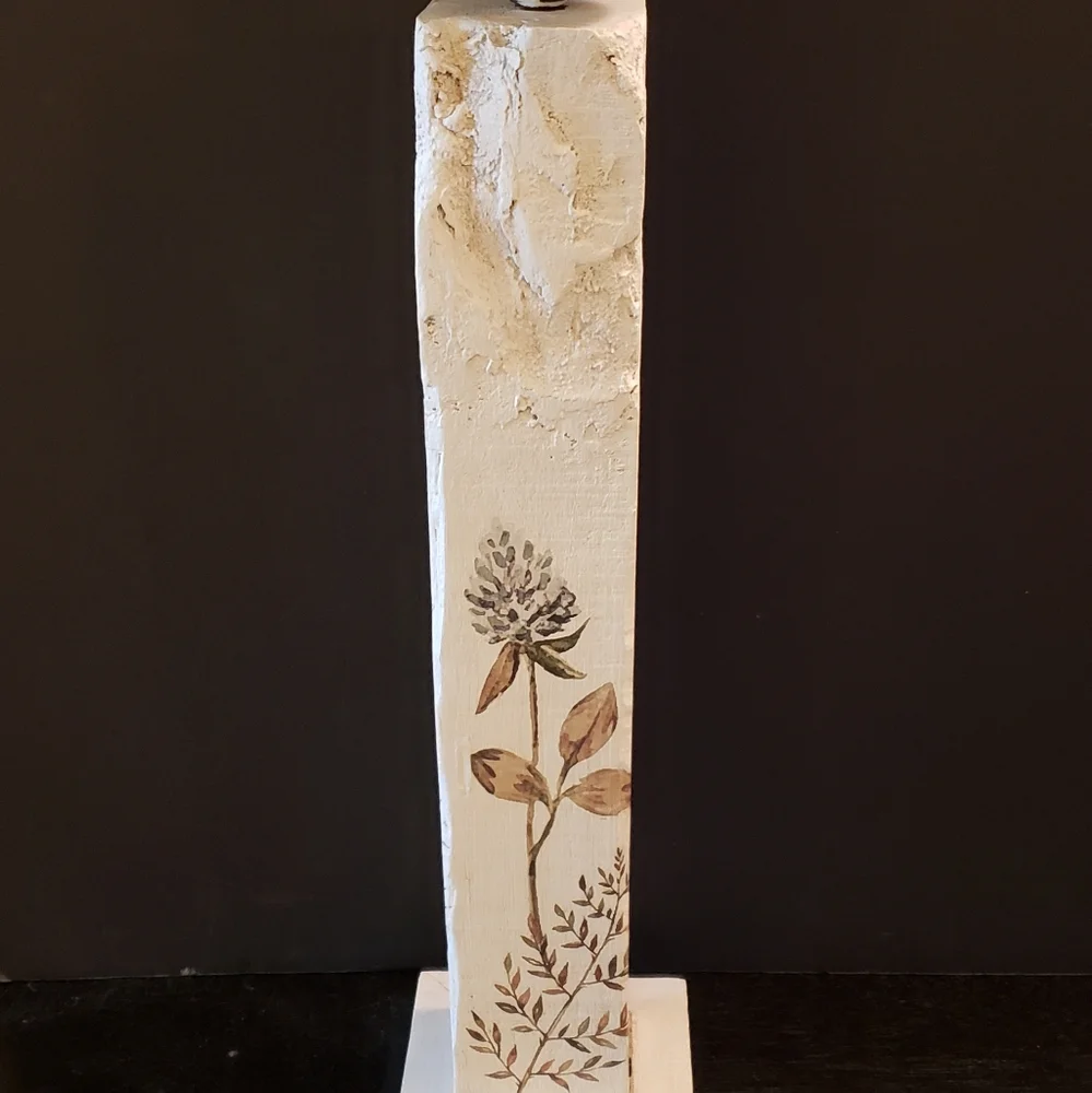 Upcycled Wood Candle Holder Farmhouse Bees Flowers Rustic